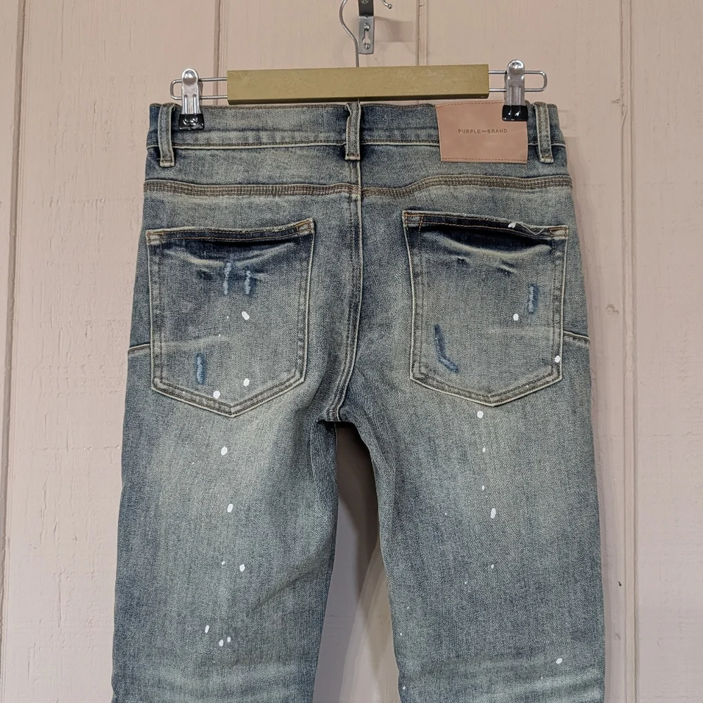Purple Brand P001 Paint Splatter Distressed Skinny Jeans Mens 28